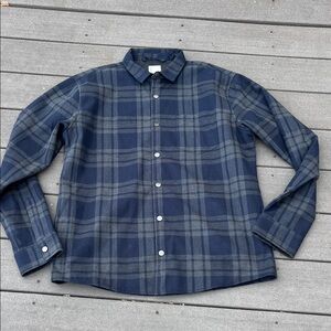 Vuori Men’s Coast-side Shirt Jacket Navy and Gray Plaid size XL